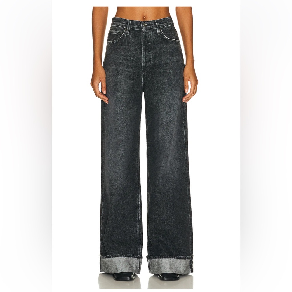 Agolde Black Wide Leg Flare Jeans